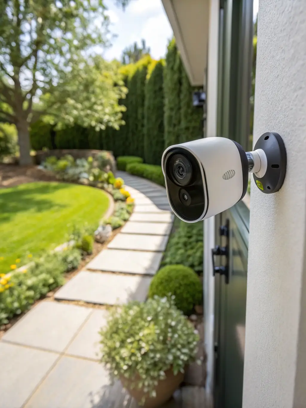 A Hikvision security camera discreetly monitoring the entrance of an Airbnb property, ensuring the safety and security of both the host's property and the guests during their stay.