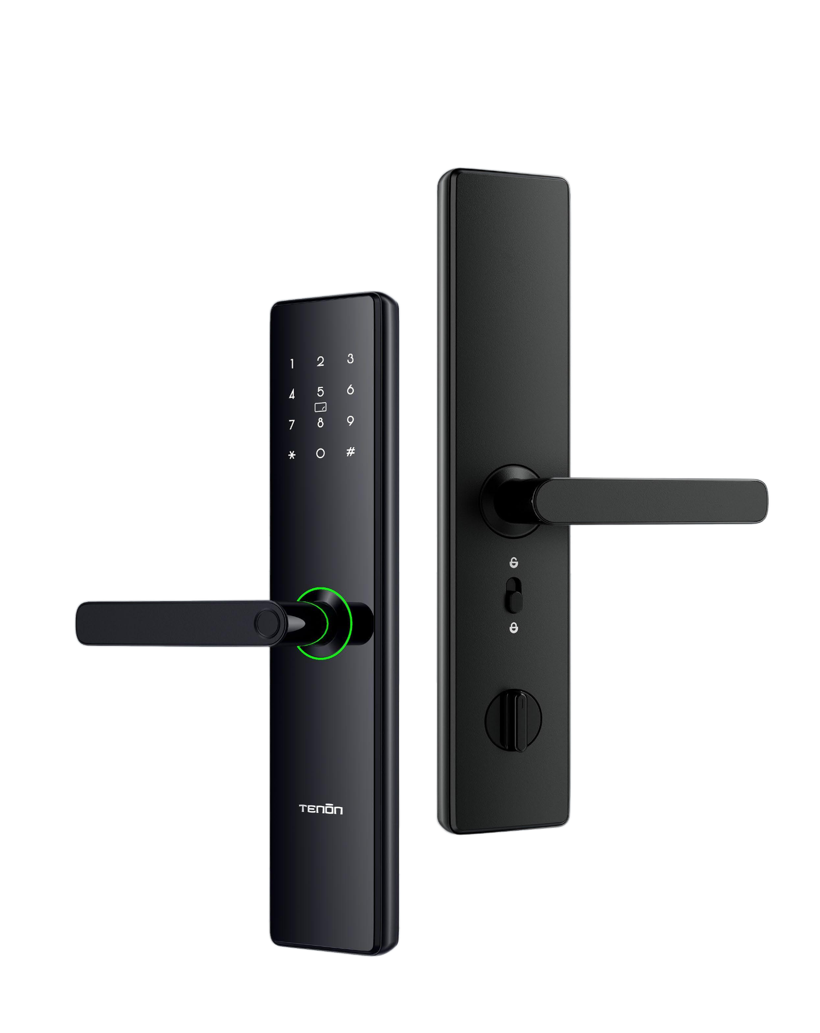 Cerradura inteligente E15 Service Home Tech, vista frontal y trasera